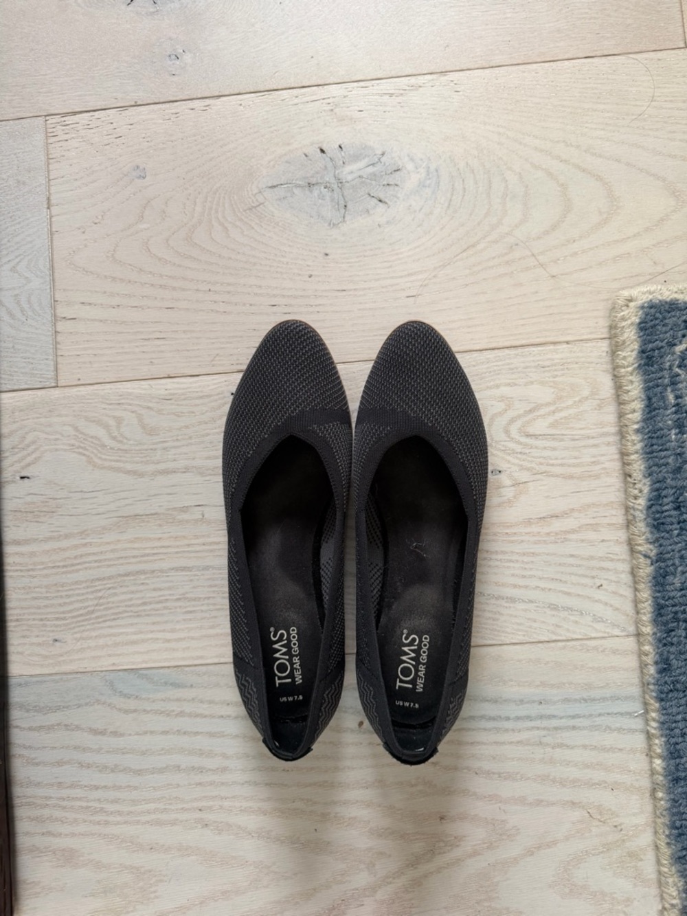 TOMS Black Knit Ballet Flats